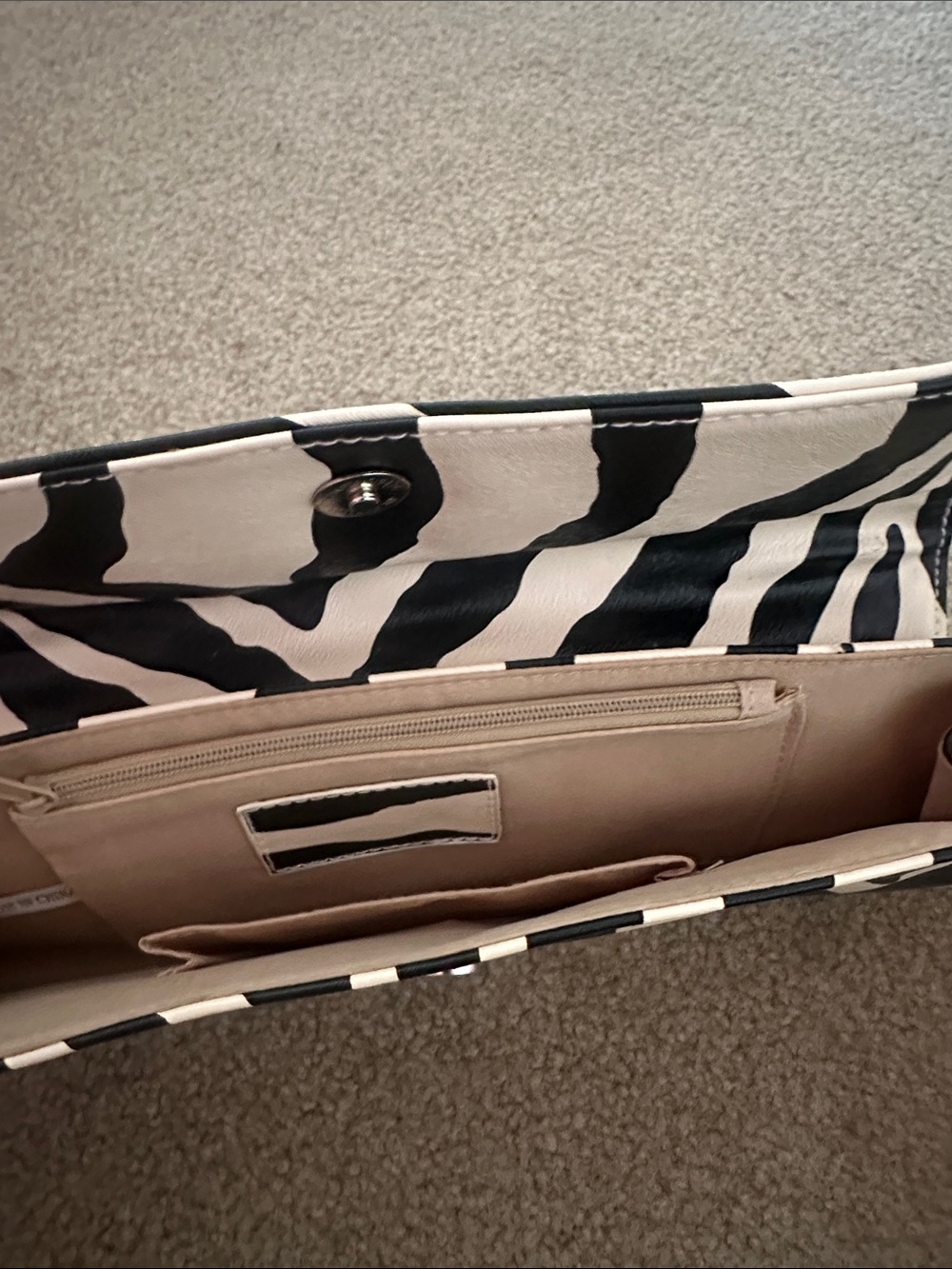 Zebra Print Black and White Clutch Bag - Picture 2 of 3